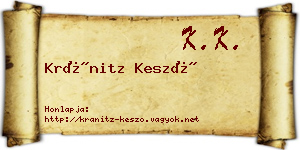 Kránitz Kesző névjegykártya